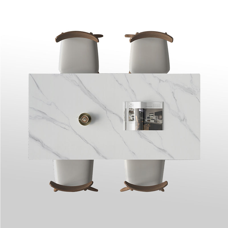 1/3/4/5 Pieces Ash Wood Dining Table Set with White Sintered Stone Top Modern Dinette Set Clearhalo 'Dining Room Sets' 'Dining Tables & Seating' 'dining_room_set' 'furn' 'furn_dining_room_set' 'Furniture' 'furniture_dining_room_set' 'Kitchen & Dining Furniture' 'kitchen&dining_furn' 'kitchen' 4556630