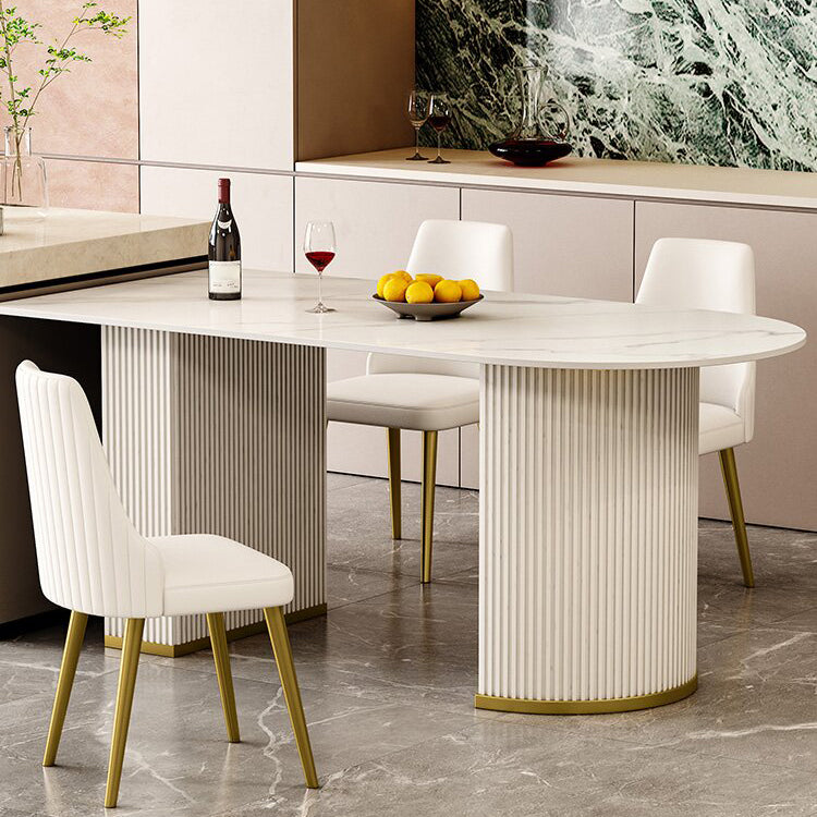 Glam 1/2/4/5/7 Pieces Table and Chair Set White Dining Table with Chairs 4 Pieces: Table, 3 Chairs Clearhalo 'Dining Room Sets' 'Dining Tables & Seating' 'dining_room_set' 'furn' 'furn_dining_room_set' 'Furniture' 'furniture_dining_room_set' 'Kitchen & Dining Furniture' 'kitchen&dining_furn' 'kitchen' 4556647