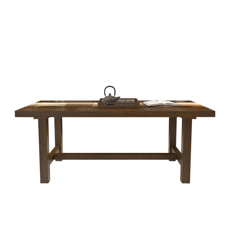 Traditional Rectangle 1/2/5 Pieces Dining Set Wood Trestle Dining Table with Ladder Chair Clearhalo 'Dining Room Sets' 'Dining Tables & Seating' 'dining_room_set' 'furn' 'furn_dining_room_set' 'Furniture' 'furniture_dining_room_set' 'Kitchen & Dining Furniture' 'kitchen&dining_furn' 'kitchen' 4556662