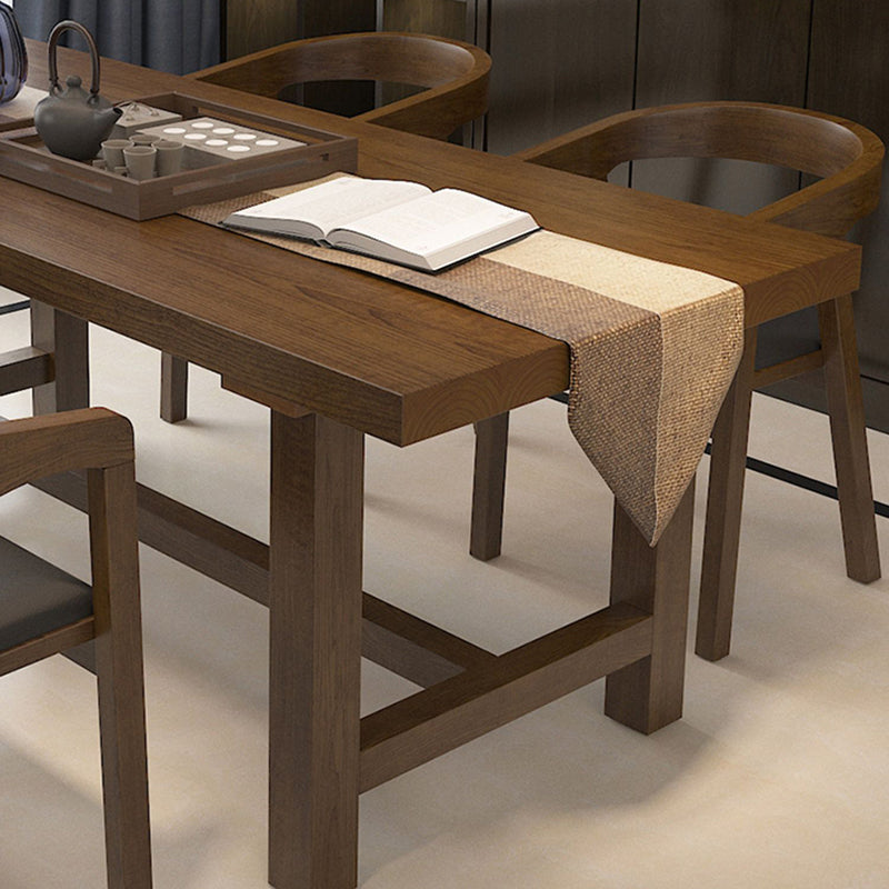 Traditional Rectangle 1/2/5 Pieces Dining Set Wood Trestle Dining Table with Ladder Chair Clearhalo 'Dining Room Sets' 'Dining Tables & Seating' 'dining_room_set' 'furn' 'furn_dining_room_set' 'Furniture' 'furniture_dining_room_set' 'Kitchen & Dining Furniture' 'kitchen&dining_furn' 'kitchen' 4556664