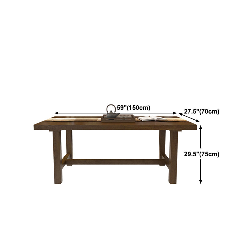 Traditional Rectangle 1/2/5 Pieces Dining Set Wood Trestle Dining Table with Ladder Chair Clearhalo 'Dining Room Sets' 'Dining Tables & Seating' 'dining_room_set' 'furn' 'furn_dining_room_set' 'Furniture' 'furniture_dining_room_set' 'Kitchen & Dining Furniture' 'kitchen&dining_furn' 'kitchen' 4556668