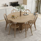 Round Pedestal Casual Dining Table Wood Color Fixed Table with Pinewood Solid Wood 43.3"L x 43.3"W x 29.5"H Without Chairs Clearhalo ' dining_table' 'Dining Tables & Seating' 'Dining Tables' 'furn' 'furn_dining_table' 'Furniture' 'furniture_dining_table' 'Kitchen & Dining Furniture' 'kitchen&dining_furn' 'kitchen' 'kitchen_dining_table' 4556686