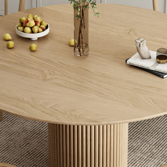 Round Pedestal Casual Dining Table Wood Color Fixed Table with Pinewood Solid Wood Clearhalo ' dining_table' 'Dining Tables & Seating' 'Dining Tables' 'furn' 'furn_dining_table' 'Furniture' 'furniture_dining_table' 'Kitchen & Dining Furniture' 'kitchen&dining_furn' 'kitchen' 'kitchen_dining_table' 4556688