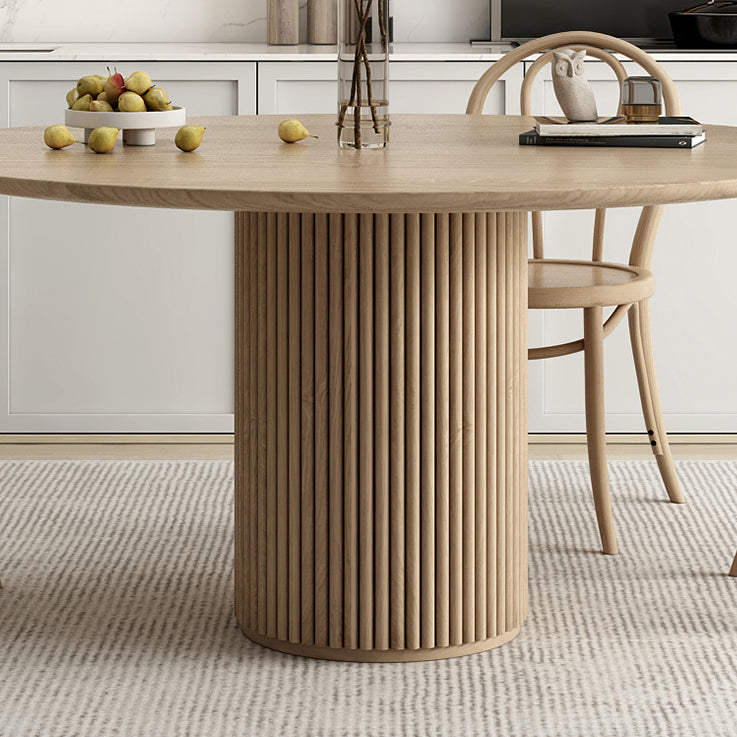 Round Pedestal Casual Dining Table Wood Color Fixed Table with Pinewood Solid Wood Clearhalo ' dining_table' 'Dining Tables & Seating' 'Dining Tables' 'furn' 'furn_dining_table' 'Furniture' 'furniture_dining_table' 'Kitchen & Dining Furniture' 'kitchen&dining_furn' 'kitchen' 'kitchen_dining_table' 4556690