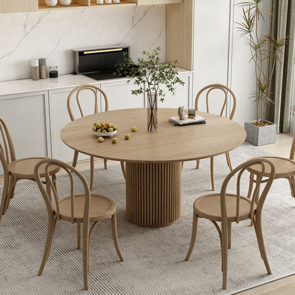Round Pedestal Casual Dining Table Wood Color Fixed Table with Pinewood Solid Wood Clearhalo ' dining_table' 'Dining Tables & Seating' 'Dining Tables' 'furn' 'furn_dining_table' 'Furniture' 'furniture_dining_table' 'Kitchen & Dining Furniture' 'kitchen&dining_furn' 'kitchen' 'kitchen_dining_table' 4556693
