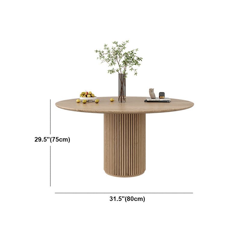 Round Pedestal Casual Dining Table Wood Color Fixed Table with Pinewood Solid Wood Clearhalo ' dining_table' 'Dining Tables & Seating' 'Dining Tables' 'furn' 'furn_dining_table' 'Furniture' 'furniture_dining_table' 'Kitchen & Dining Furniture' 'kitchen&dining_furn' 'kitchen' 'kitchen_dining_table' 4556694