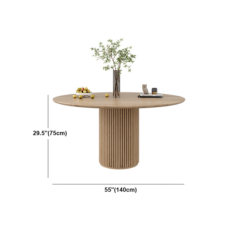 Round Pedestal Casual Dining Table Wood Color Fixed Table with Pinewood Solid Wood Clearhalo ' dining_table' 'Dining Tables & Seating' 'Dining Tables' 'furn' 'furn_dining_table' 'Furniture' 'furniture_dining_table' 'Kitchen & Dining Furniture' 'kitchen&dining_furn' 'kitchen' 'kitchen_dining_table' 4556700