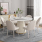 Round Stone Dining Site Table Traditional Luxury Pedestal Casual Furniture 43.3"L x 43.3"W x 29.5"H Lazy Susan Without Chairs Clearhalo ' dining_table' 'Dining Tables & Seating' 'Dining Tables' 'furn' 'furn_dining_table' 'Furniture' 'furniture_dining_table' 'Kitchen & Dining Furniture' 'kitchen&dining_furn' 'kitchen' 'kitchen_dining_table' 4556704