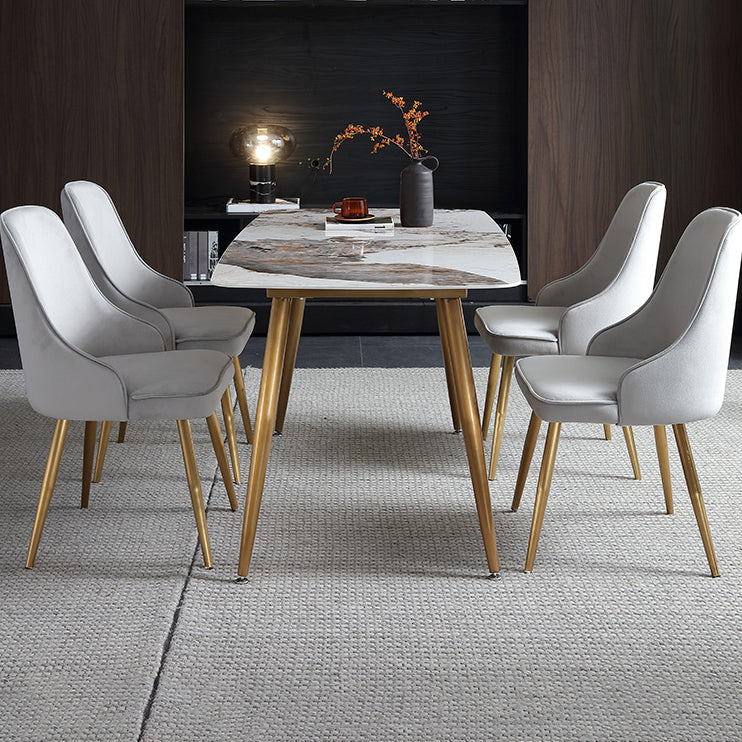 Rectangle Stone Dining Site Table Traditional Luxury Furniture with 4 Legs 63"L x 31.5"W x 29.5"H Without Chairs Clearhalo ' dining_table' 'Dining Tables & Seating' 'Dining Tables' 'furn' 'furn_dining_table' 'Furniture' 'furniture_dining_table' 'Kitchen & Dining Furniture' 'kitchen&dining_furn' 'kitchen' 'kitchen_dining_table' 4556724