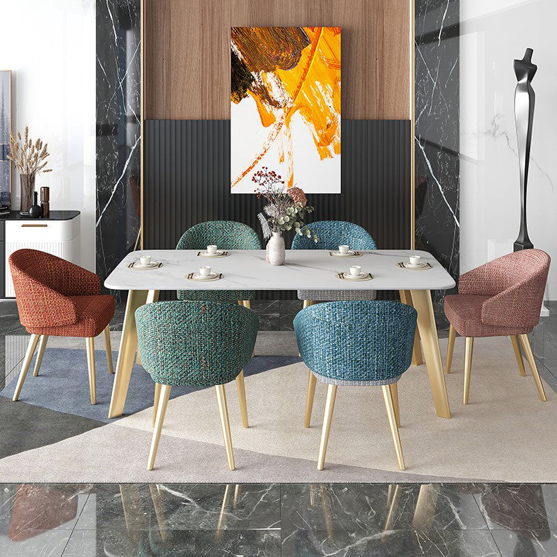 Rectangle Dining Site Table Traditional Luxury Stone Dining Room Collection with 4-foot Gold 63"L x 31.5"W x 29.5"H Without Chairs Clearhalo ' dining_table' 'Dining Tables & Seating' 'Dining Tables' 'furn' 'furn_dining_table' 'Furniture' 'furniture_dining_table' 'Kitchen & Dining Furniture' 'kitchen&dining_furn' 'kitchen' 'kitchen_dining_table' 4556741