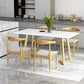 Rectangle Glam Style Dining Table Double Pedestal Table with Sintered Stone White 63"L x 31.5"W x 29.5"H Without Chairs Clearhalo ' dining_table' 'Dining Tables & Seating' 'Dining Tables' 'furn' 'furn_dining_table' 'Furniture' 'furniture_dining_table' 'Kitchen & Dining Furniture' 'kitchen&dining_furn' 'kitchen' 'kitchen_dining_table' 4556757