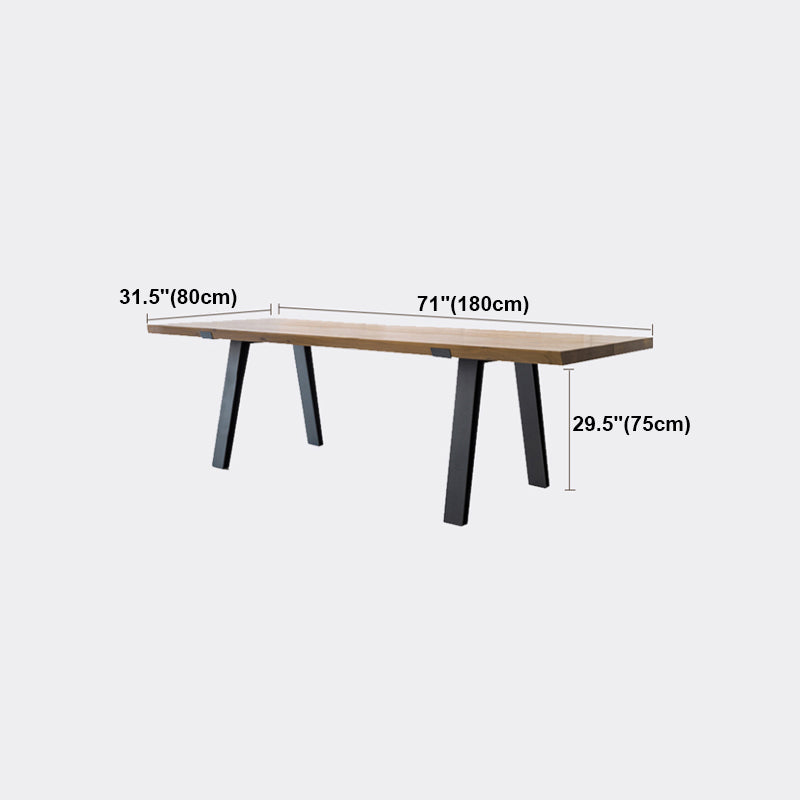 Rectangle 4 Legs Industrial Table Wood Color Fixed Table of Solid Wood Clearhalo ' dining_table' 'Dining Tables & Seating' 'Dining Tables' 'furn' 'furn_dining_table' 'Furniture' 'furniture_dining_table' 'Kitchen & Dining Furniture' 'kitchen&dining_furn' 'kitchen' 'kitchen_dining_table' 4556780