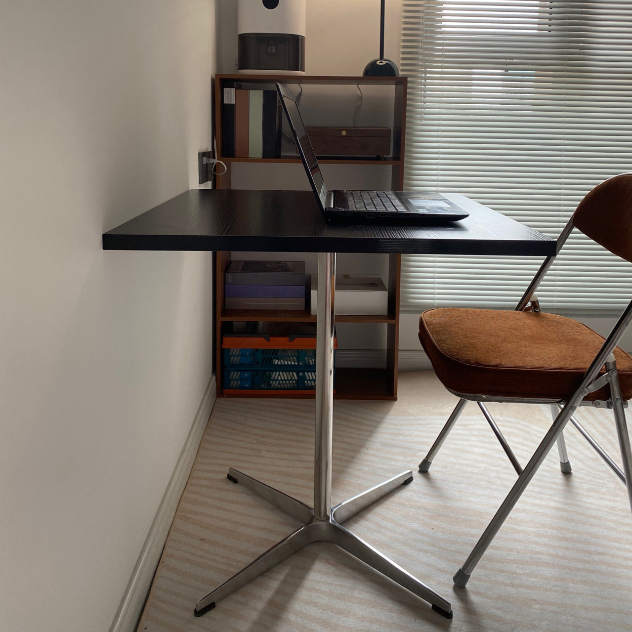 Solid Wood Dining Table Industrial Home Use Dining Table with Stainless Steel Base 27.6"L x 27.6"W x 29.5"H Square Black Clearhalo ' dining_table' 'Dining Tables & Seating' 'Dining Tables' 'Furniture' 'furniture_dining_table' 'Kitchen & Dining Furniture' 'kitchen&dining_furn' 'kitchen' 'kitchen_dining_table' 4556785