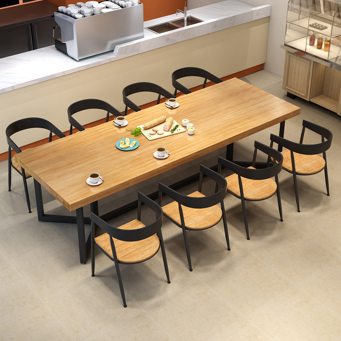 Solid Wood Dining Table Industrial Rectangle Dining Table with Black Frame Without Chairs Clearhalo ' dining_table' 'Dining Tables & Seating' 'Dining Tables' 'furn' 'furn_dining_table' 'Furniture' 'furniture_dining_table' 'Kitchen & Dining Furniture' 'kitchen&dining_furn' 'kitchen' 'kitchen_dining_table' 4556814