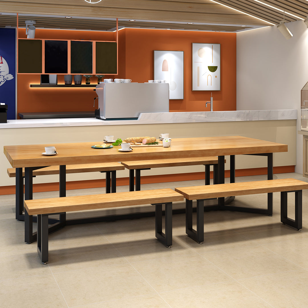 Solid Wood Dining Table Industrial Rectangle Dining Table with Black Frame 126"L x 47.2"W x 29.5"H Without Chairs Clearhalo ' dining_table' 'Dining Tables & Seating' 'Dining Tables' 'furn' 'furn_dining_table' 'Furniture' 'furniture_dining_table' 'Kitchen & Dining Furniture' 'kitchen&dining_furn' 'kitchen' 'kitchen_dining_table' 4556815