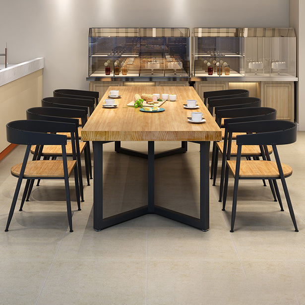 Solid Wood Dining Table Industrial Rectangle Dining Table with Black Frame Clearhalo ' dining_table' 'Dining Tables & Seating' 'Dining Tables' 'furn' 'furn_dining_table' 'Furniture' 'furniture_dining_table' 'Kitchen & Dining Furniture' 'kitchen&dining_furn' 'kitchen' 'kitchen_dining_table' 4556824