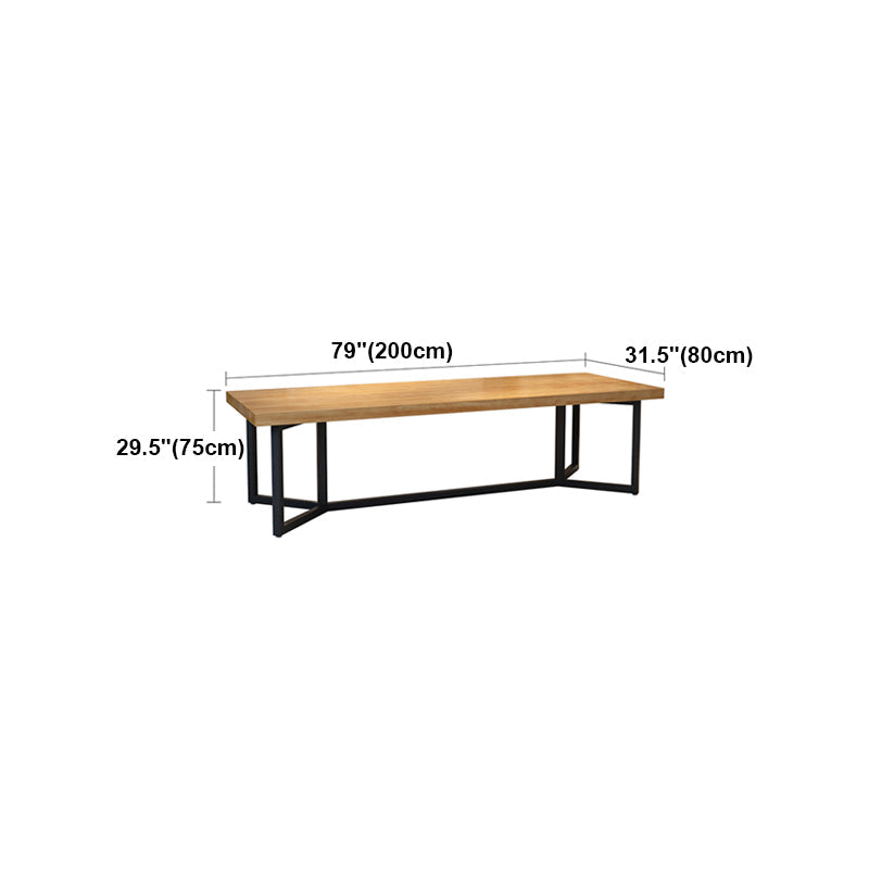 Solid Wood Dining Table Industrial Rectangle Dining Table with Black Frame Clearhalo ' dining_table' 'Dining Tables & Seating' 'Dining Tables' 'furn' 'furn_dining_table' 'Furniture' 'furniture_dining_table' 'Kitchen & Dining Furniture' 'kitchen&dining_furn' 'kitchen' 'kitchen_dining_table' 4556827