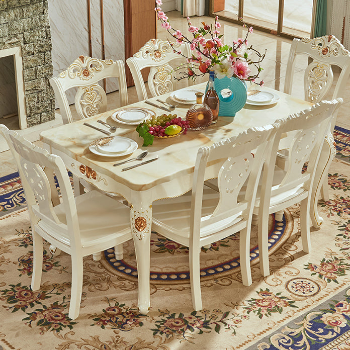 Solid Wood Base Dining Collection Rectangle Dining Table for Dining Room White Clearhalo ' dining_table' 'Dining Tables & Seating' 'Dining Tables' 'furn' 'furn_dining_table' 'Furniture' 'furniture_dining_table' 'Kitchen & Dining Furniture' 'kitchen&dining_furn' 'kitchen' 'kitchen_dining_table' 4556833