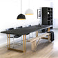Pine Solid Wood Dining Room Collection Traditional Luxury Rectangle Table Black-Gold 86.6"L x 35.4"W x 29.5"H Without Chairs Clearhalo ' dining_table' 'Dining Tables & Seating' 'Dining Tables' 'furn' 'furn_dining_table' 'Furniture' 'furniture_dining_table' 'Kitchen & Dining Furniture' 'kitchen&dining_furn' 'kitchen' 'kitchen_dining_table' 4556849