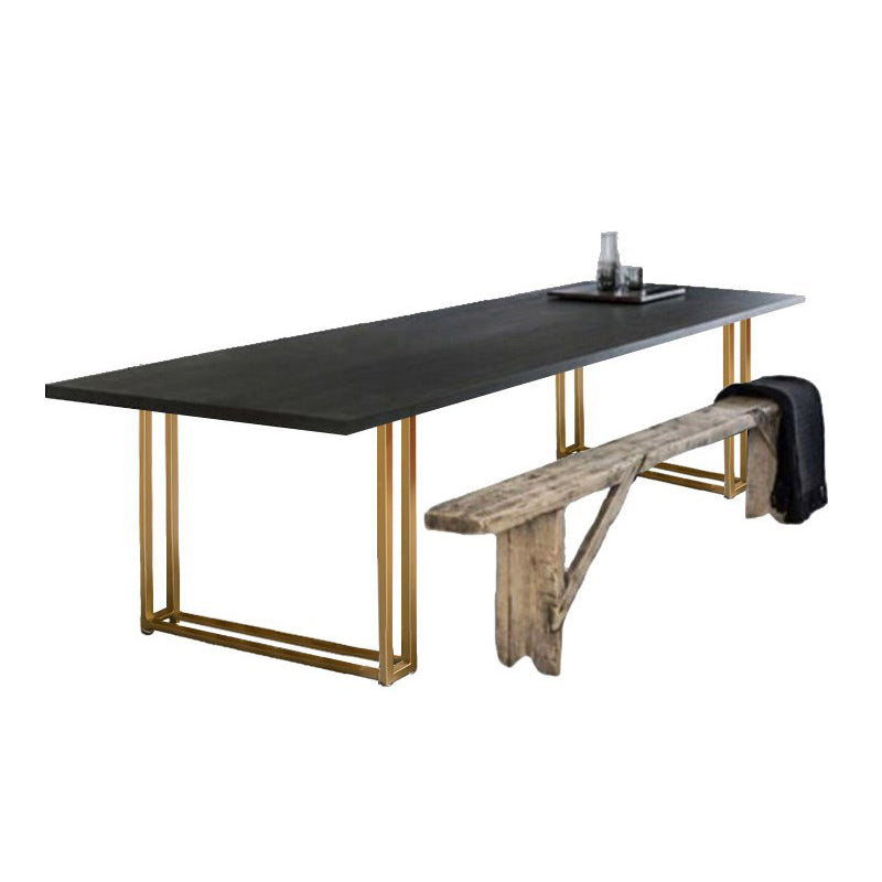Pine Solid Wood Dining Room Collection Traditional Luxury Rectangle Table Black-Gold Without Chairs Clearhalo ' dining_table' 'Dining Tables & Seating' 'Dining Tables' 'furn' 'furn_dining_table' 'Furniture' 'furniture_dining_table' 'Kitchen & Dining Furniture' 'kitchen&dining_furn' 'kitchen' 'kitchen_dining_table' 4556852