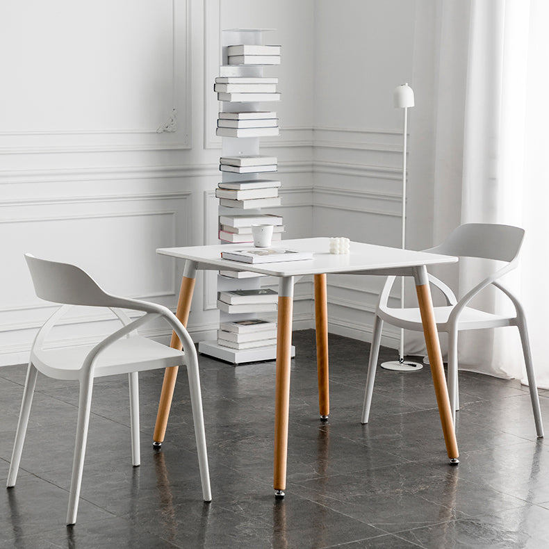 Industrial Style Dining Table MDF 4 Legs Dining Site Table for Dining Room White 31.5"L x 31.5"W x 27.6"H Without Chairs Clearhalo ' dining_table' 'Dining Tables & Seating' 'Dining Tables' 'furn' 'furn_dining_table' 'Furniture' 'furniture_dining_table' 'Kitchen & Dining Furniture' 'kitchen&dining_furn' 'kitchen' 'kitchen_dining_table' 4556902