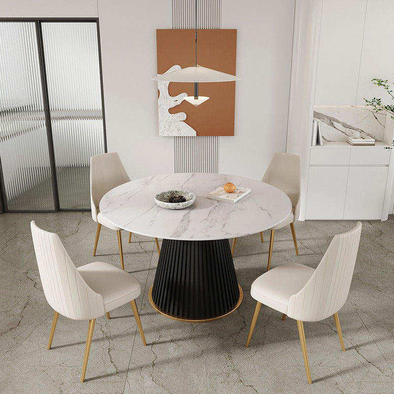 Round Sintered Stone Dining Table Traditional Luxury Dining Table for Home Black Without Chairs Clearhalo ' dining_table' 'Dining Tables & Seating' 'Dining Tables' 'furn' 'furn_dining_table' 'Furniture' 'furniture_dining_table' 'Kitchen & Dining Furniture' 'kitchen&dining_furn' 'kitchen' 'kitchen_dining_table' 4556933
