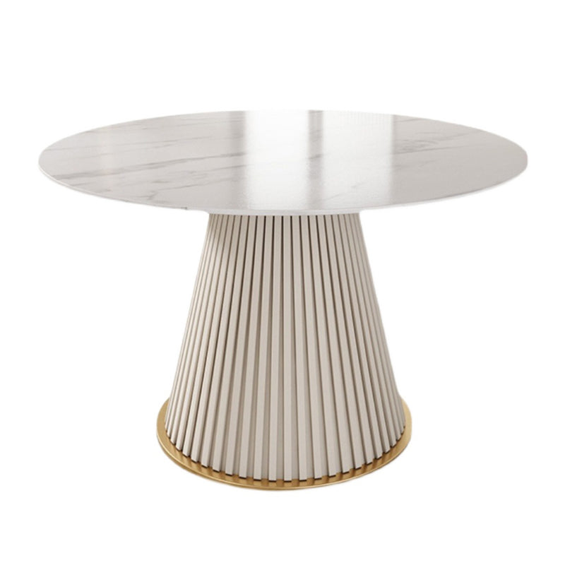 Round Sintered Stone Dining Table Traditional Luxury Dining Table for Home White Without Chairs Clearhalo ' dining_table' 'Dining Tables & Seating' 'Dining Tables' 'furn' 'furn_dining_table' 'Furniture' 'furniture_dining_table' 'Kitchen & Dining Furniture' 'kitchen&dining_furn' 'kitchen' 'kitchen_dining_table' 4556936