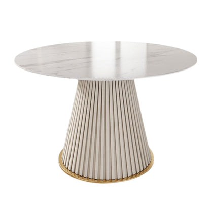 Round Sintered Stone Dining Table Traditional Luxury Dining Table for Home White Without Chairs Clearhalo ' dining_table' 'Dining Tables & Seating' 'Dining Tables' 'furn' 'furn_dining_table' 'Furniture' 'furniture_dining_table' 'Kitchen & Dining Furniture' 'kitchen&dining_furn' 'kitchen' 'kitchen_dining_table' 4556936