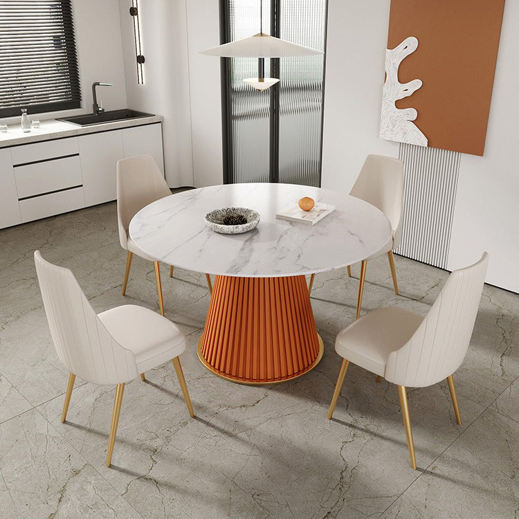 Round Sintered Stone Dining Table Traditional Luxury Dining Table for Home Clearhalo ' dining_table' 'Dining Tables & Seating' 'Dining Tables' 'furn' 'furn_dining_table' 'Furniture' 'furniture_dining_table' 'Kitchen & Dining Furniture' 'kitchen&dining_furn' 'kitchen' 'kitchen_dining_table' 4556939