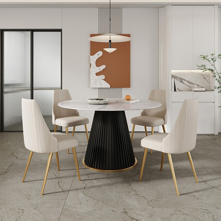 Round Sintered Stone Dining Table Traditional Luxury Dining Table for Home Clearhalo ' dining_table' 'Dining Tables & Seating' 'Dining Tables' 'furn' 'furn_dining_table' 'Furniture' 'furniture_dining_table' 'Kitchen & Dining Furniture' 'kitchen&dining_furn' 'kitchen' 'kitchen_dining_table' 4556940