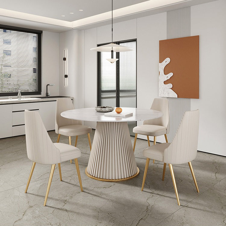 Round Sintered Stone Dining Table Traditional Luxury Dining Table for Home Clearhalo ' dining_table' 'Dining Tables & Seating' 'Dining Tables' 'furn' 'furn_dining_table' 'Furniture' 'furniture_dining_table' 'Kitchen & Dining Furniture' 'kitchen&dining_furn' 'kitchen' 'kitchen_dining_table' 4556941
