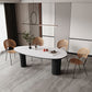 Sintered Stone Top Dining Table Oval Table with Metal Base and 3 Legs White Black 78.7"L x 39.4"W x 29.5"H Clearhalo ' dining_table' 'Dining Tables & Seating' 'Dining Tables' 'furn' 'furn_dining_table' 'Furniture' 'furniture_dining_table' 'Kitchen & Dining Furniture' 'kitchen&dining_furn' 'kitchen' 'kitchen_dining_table' 4556949
