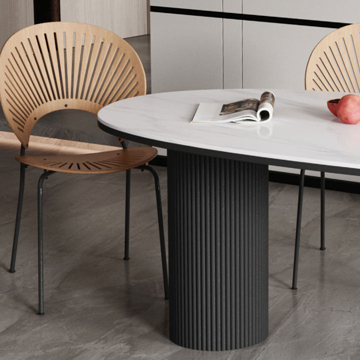 Sintered Stone Top Dining Table Oval Table with Metal Base and 3 Legs Clearhalo ' dining_table' 'Dining Tables & Seating' 'Dining Tables' 'furn' 'furn_dining_table' 'Furniture' 'furniture_dining_table' 'Kitchen & Dining Furniture' 'kitchen&dining_furn' 'kitchen' 'kitchen_dining_table' 4556952