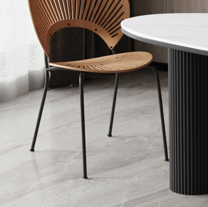 Sintered Stone Top Dining Table Oval Table with Metal Base and 3 Legs Clearhalo ' dining_table' 'Dining Tables & Seating' 'Dining Tables' 'furn' 'furn_dining_table' 'Furniture' 'furniture_dining_table' 'Kitchen & Dining Furniture' 'kitchen&dining_furn' 'kitchen' 'kitchen_dining_table' 4556953