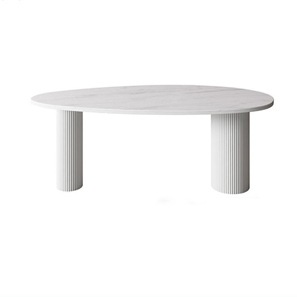 Sintered Stone Top Dining Table Oval Table with Metal Base and 3 Legs White White Clearhalo ' dining_table' 'Dining Tables & Seating' 'Dining Tables' 'furn' 'furn_dining_table' 'Furniture' 'furniture_dining_table' 'Kitchen & Dining Furniture' 'kitchen&dining_furn' 'kitchen' 'kitchen_dining_table' 4556959