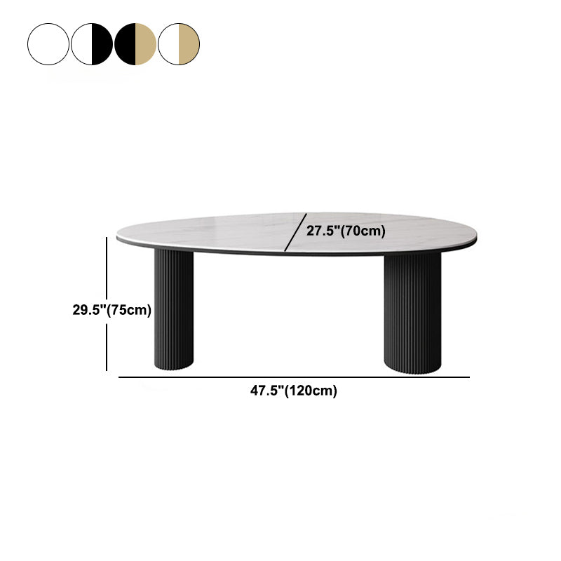 Sintered Stone Top Dining Table Oval Table with Metal Base and 3 Legs Clearhalo ' dining_table' 'Dining Tables & Seating' 'Dining Tables' 'furn' 'furn_dining_table' 'Furniture' 'furniture_dining_table' 'Kitchen & Dining Furniture' 'kitchen&dining_furn' 'kitchen' 'kitchen_dining_table' 4556961