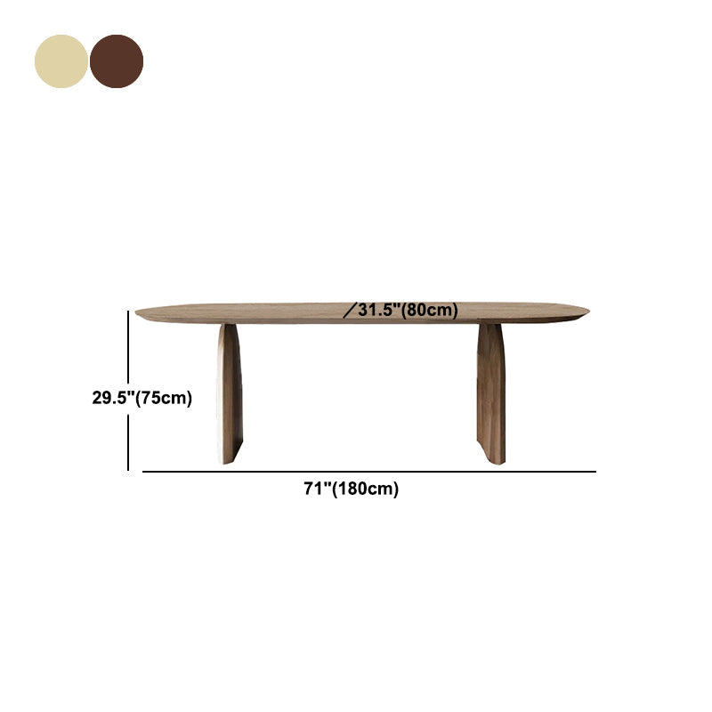 Oval Double Pedestal Modern Dining Table Fixed Table with Pinewood Clearhalo ' dining_table' 'Dining Tables & Seating' 'Dining Tables' 'furn' 'furn_dining_table' 'Furniture' 'furniture_dining_table' 'Kitchen & Dining Furniture' 'kitchen&dining_furn' 'kitchen' 'kitchen_dining_table' 4556983