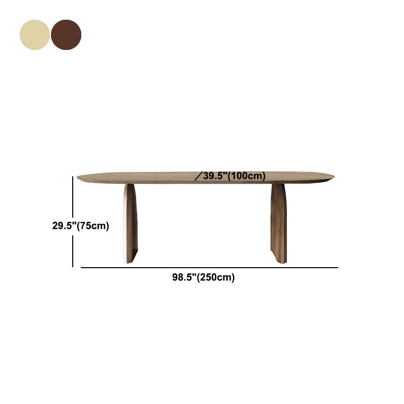 Oval Double Pedestal Modern Dining Table Fixed Table with Pinewood Clearhalo ' dining_table' 'Dining Tables & Seating' 'Dining Tables' 'furn' 'furn_dining_table' 'Furniture' 'furniture_dining_table' 'Kitchen & Dining Furniture' 'kitchen&dining_furn' 'kitchen' 'kitchen_dining_table' 4556986