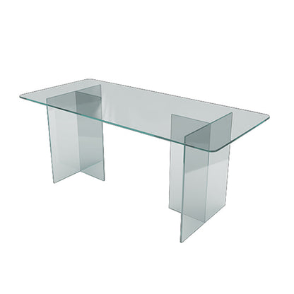 Acrylic Contemporary Rectangular Dining Table Clear Glass Table with Double Pedestal Base Clear Without Chairs Clearhalo ' dining_table' 'Dining Tables & Seating' 'Dining Tables' 'furn' 'furn_dining_table' 'Furniture' 'furniture_dining_table' 'Kitchen & Dining Furniture' 'kitchen&dining_furn' 'kitchen' 'kitchen_dining_table' 4557033