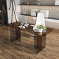 Acrylic Contemporary Rectangular Dining Table Clear Glass Table with Double Pedestal Base Brown Without Chairs Clearhalo ' dining_table' 'Dining Tables & Seating' 'Dining Tables' 'furn' 'furn_dining_table' 'Furniture' 'furniture_dining_table' 'Kitchen & Dining Furniture' 'kitchen&dining_furn' 'kitchen' 'kitchen_dining_table' 4557035