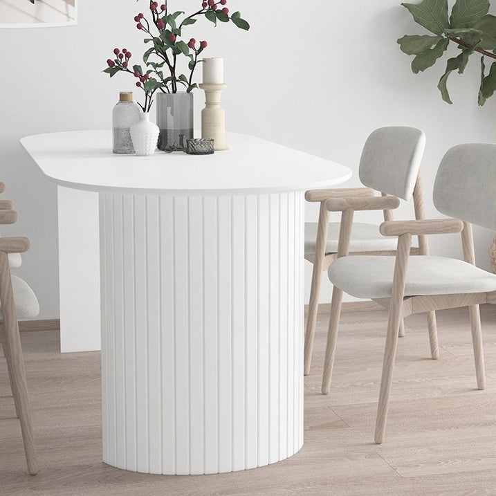 Sintered Stone Dining Table Simplicity Double Pedestal Table for Dining Room Oval White 63"L x 31.5"W x 29.5"H Clearhalo ' dining_table' 'Dining Tables & Seating' 'Dining Tables' 'furn' 'furn_dining_table' 'Furniture' 'furniture_dining_table' 'Kitchen & Dining Furniture' 'kitchen&dining_furn' 'kitchen' 'kitchen_dining_table' 4557051
