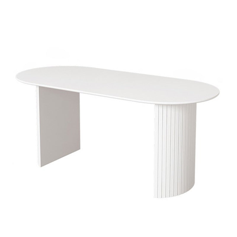 Sintered Stone Dining Table Simplicity Double Pedestal Table for Dining Room Oval White Clearhalo ' dining_table' 'Dining Tables & Seating' 'Dining Tables' 'furn' 'furn_dining_table' 'Furniture' 'furniture_dining_table' 'Kitchen & Dining Furniture' 'kitchen&dining_furn' 'kitchen' 'kitchen_dining_table' 4557056