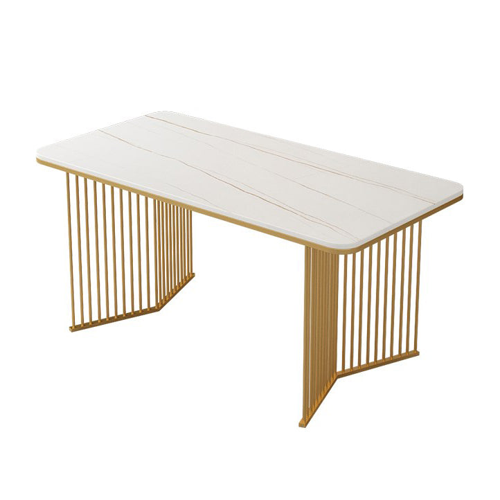 Sintered Stone Dining Table Traditional Luxury Gold Frame Table White Gold Without Chairs Clearhalo ' dining_table' 'Dining Tables & Seating' 'Dining Tables' 'furn' 'furn_dining_table' 'Furniture' 'furniture_dining_table' 'Kitchen & Dining Furniture' 'kitchen&dining_furn' 'kitchen' 'kitchen_dining_table' 4557075