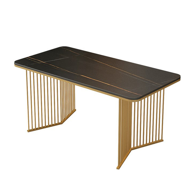 Sintered Stone Dining Table Traditional Luxury Gold Frame Table Black Gold Without Chairs Clearhalo ' dining_table' 'Dining Tables & Seating' 'Dining Tables' 'furn' 'furn_dining_table' 'Furniture' 'furniture_dining_table' 'Kitchen & Dining Furniture' 'kitchen&dining_furn' 'kitchen' 'kitchen_dining_table' 4557076