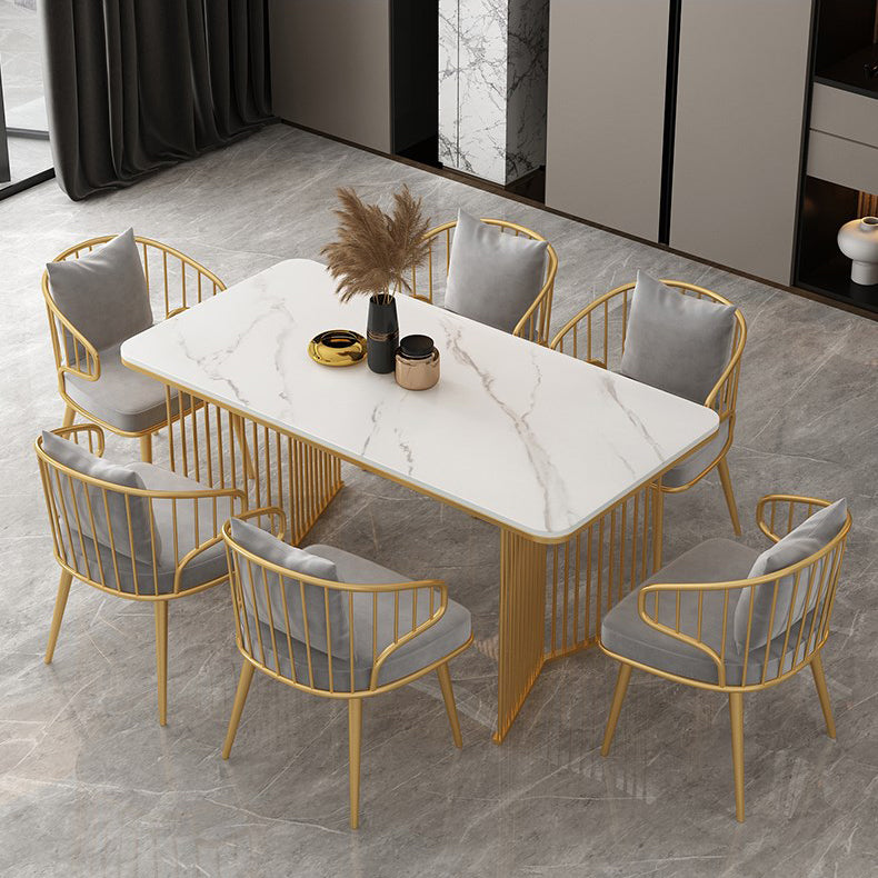 Sintered Stone Dining Table Traditional Luxury Gold Frame Table Clearhalo ' dining_table' 'Dining Tables & Seating' 'Dining Tables' 'furn' 'furn_dining_table' 'Furniture' 'furniture_dining_table' 'Kitchen & Dining Furniture' 'kitchen&dining_furn' 'kitchen' 'kitchen_dining_table' 4557077