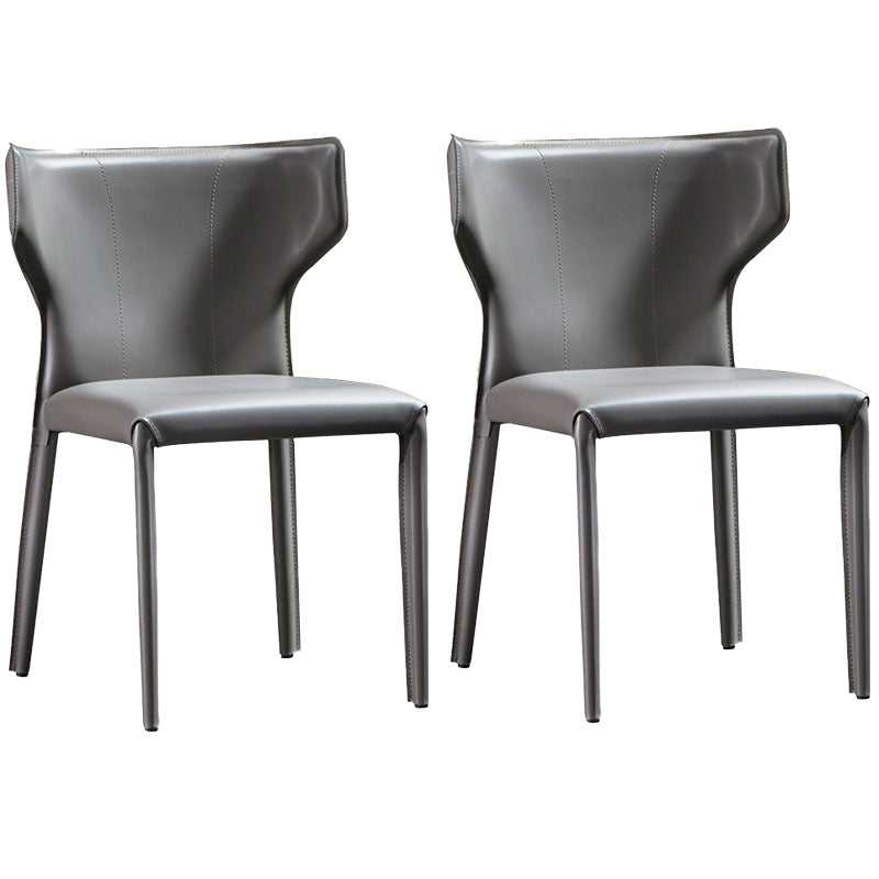 Contemporary Leather Dining Chair Metal Dining Armless Chair for Restaurant Use Light Gray 2 Piece Set Clearhalo ' kitchen&dining_furn' 'Dining Chairs' 'Dining Tables & Seating' 'dining_chair' 'furn' 'furn_dining_chair' 'Furniture' 'furniture_dining_chair' 'Kitchen & Dining Furniture' 'kitchen' 4557089