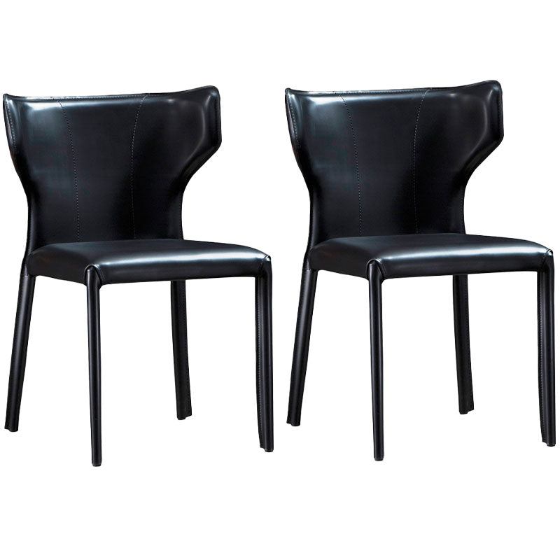 Contemporary Leather Dining Chair Metal Dining Armless Chair for Restaurant Use Black 2 Piece Set Clearhalo ' kitchen&dining_furn' 'Dining Chairs' 'Dining Tables & Seating' 'dining_chair' 'furn' 'furn_dining_chair' 'Furniture' 'furniture_dining_chair' 'Kitchen & Dining Furniture' 'kitchen' 4557092