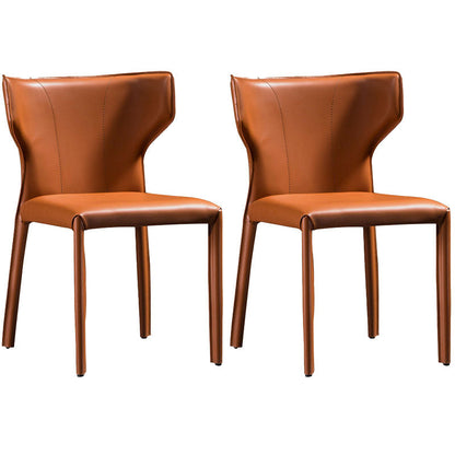 Contemporary Leather Dining Chair Metal Dining Armless Chair for Restaurant Use Orange 2 Piece Set Clearhalo ' kitchen&dining_furn' 'Dining Chairs' 'Dining Tables & Seating' 'dining_chair' 'furn' 'furn_dining_chair' 'Furniture' 'furniture_dining_chair' 'Kitchen & Dining Furniture' 'kitchen' 4557094