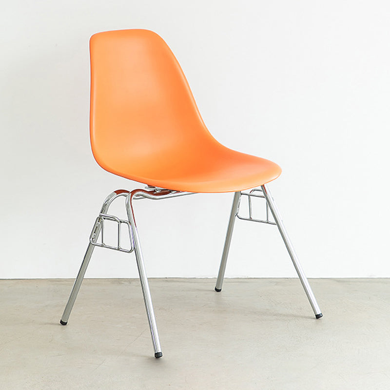 Metal Industrial Kitchen Dining Room Chair Solid Back Side Chair Orange 1 Piece Clearhalo ' kitchen&dining_furn' 'Dining Chairs' 'Dining Tables & Seating' 'dining_chair' 'Furniture' 'furniture_dining_chair' 'Kitchen & Dining Furniture' 'kitchen' 4557103