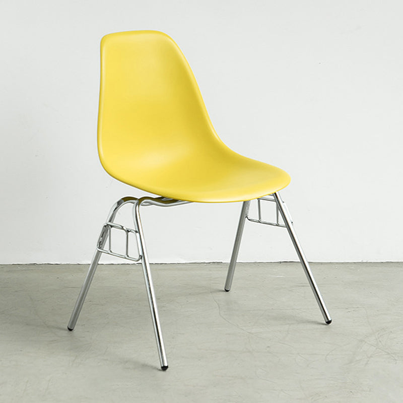 Metal Industrial Kitchen Dining Room Chair Solid Back Side Chair Lemon Yellow 1 Piece Clearhalo ' kitchen&dining_furn' 'Dining Chairs' 'Dining Tables & Seating' 'dining_chair' 'Furniture' 'furniture_dining_chair' 'Kitchen & Dining Furniture' 'kitchen' 4557141